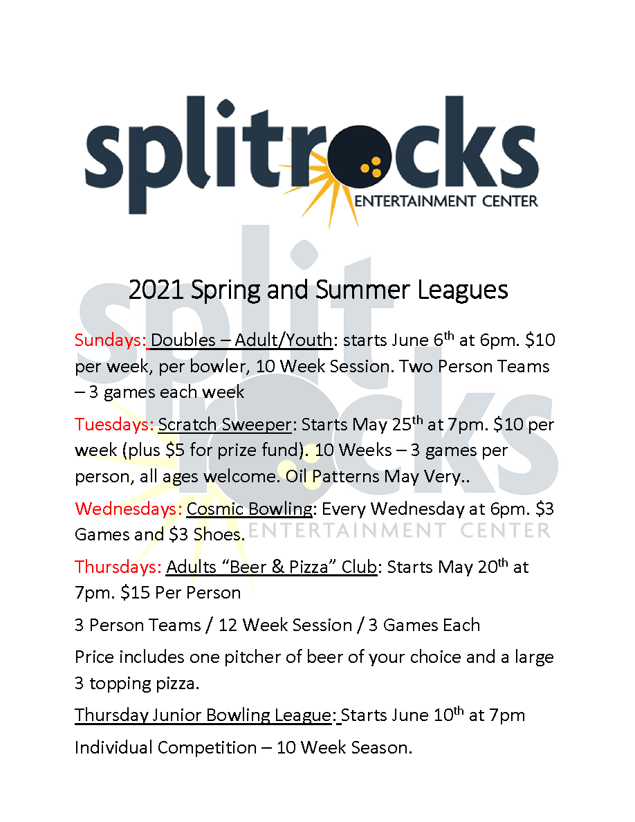 Summer Bowling Leagues Splitrocks